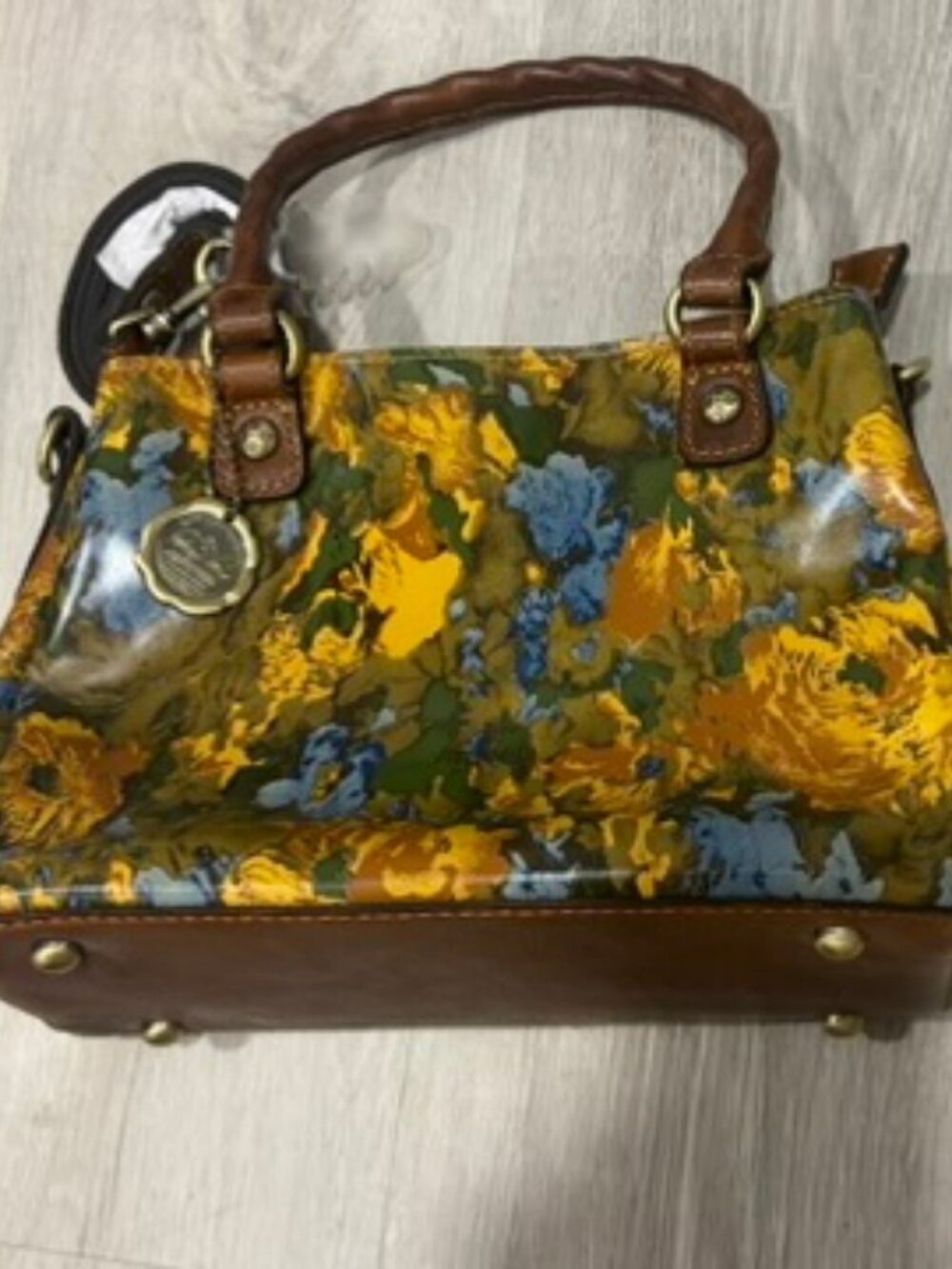 Patricia Nash Norcia Satchel in a Wild Flower floral print with a matching pouch